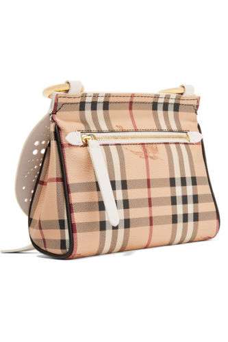 BURBERRY Checked textured and perforated leather shoulder bag NWT Deal in USA